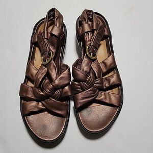 Unstructured Clarks Bronze Comfort Sandals Womens 7.5 Copper Brown